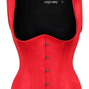 Red High Back Underbust Corset With Straps