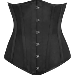 Serre-taille longline noir en filet et satin