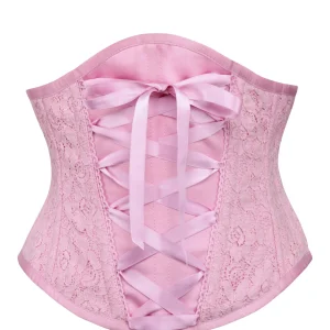 Serre-taille en filet rose superposé avec dentelle décorative sur le devant
