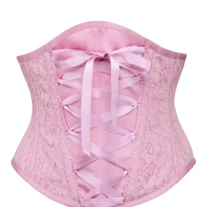 Serre-taille en filet rose superposé avec dentelle décorative sur le devant