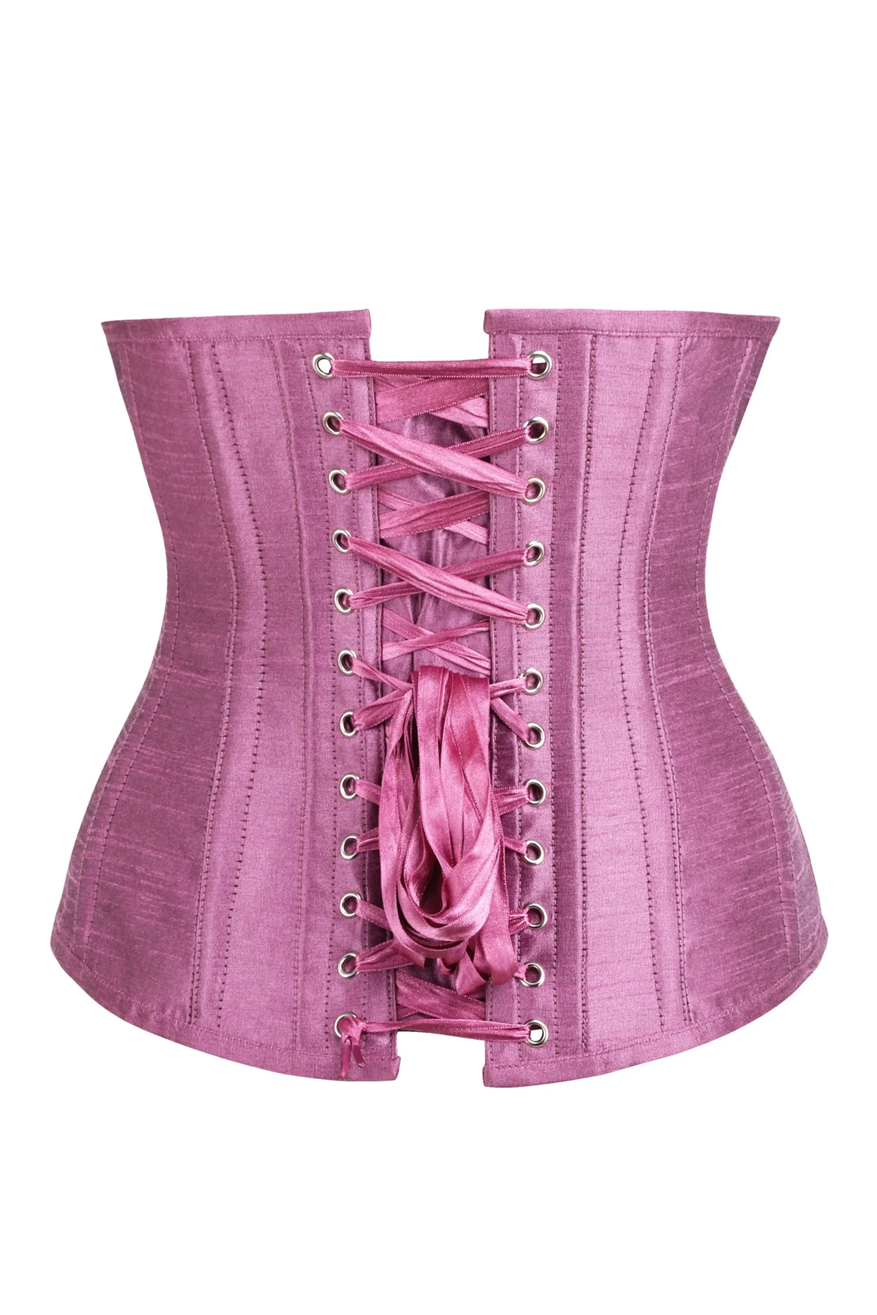 Corset serre-taille longline en satin rose – Image 2