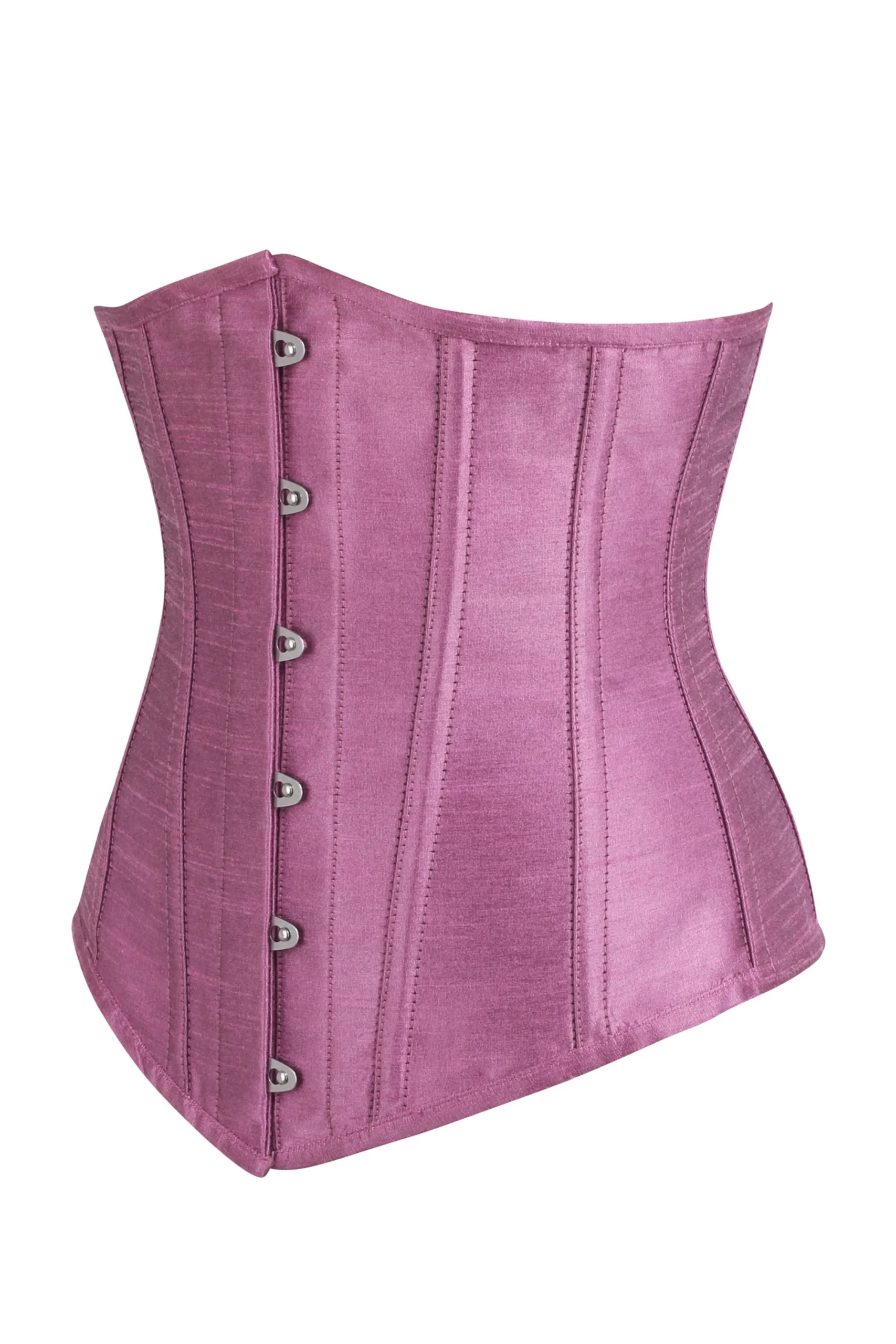 Corset serre-taille longline en satin rose – Image 3