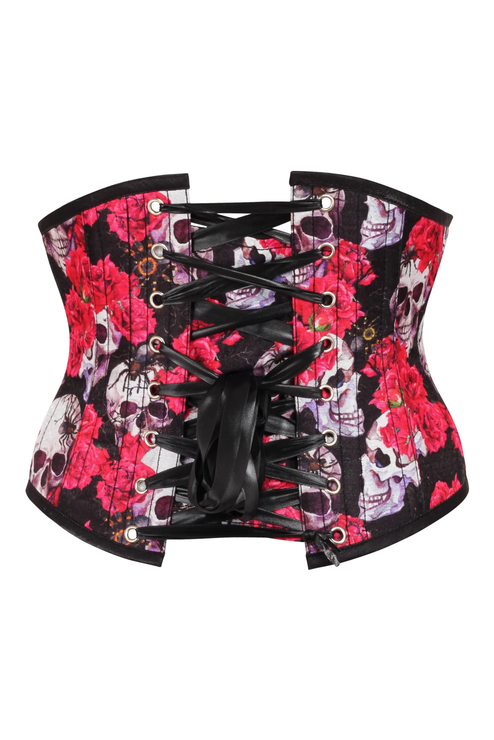 Zip Front Skull & Flower Print Waspie – Image 2