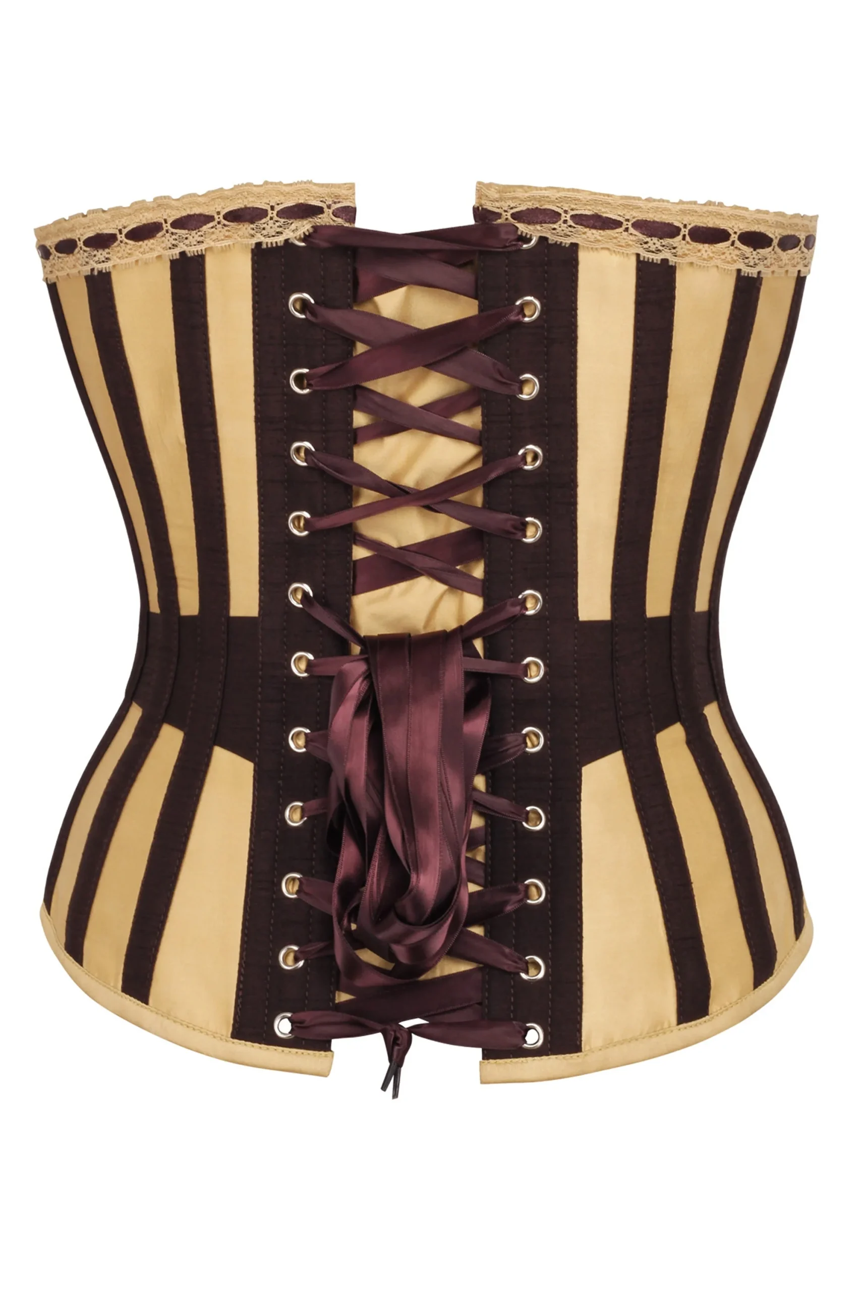 Gold and Brown Overbust Corset with Flossing – Image 2