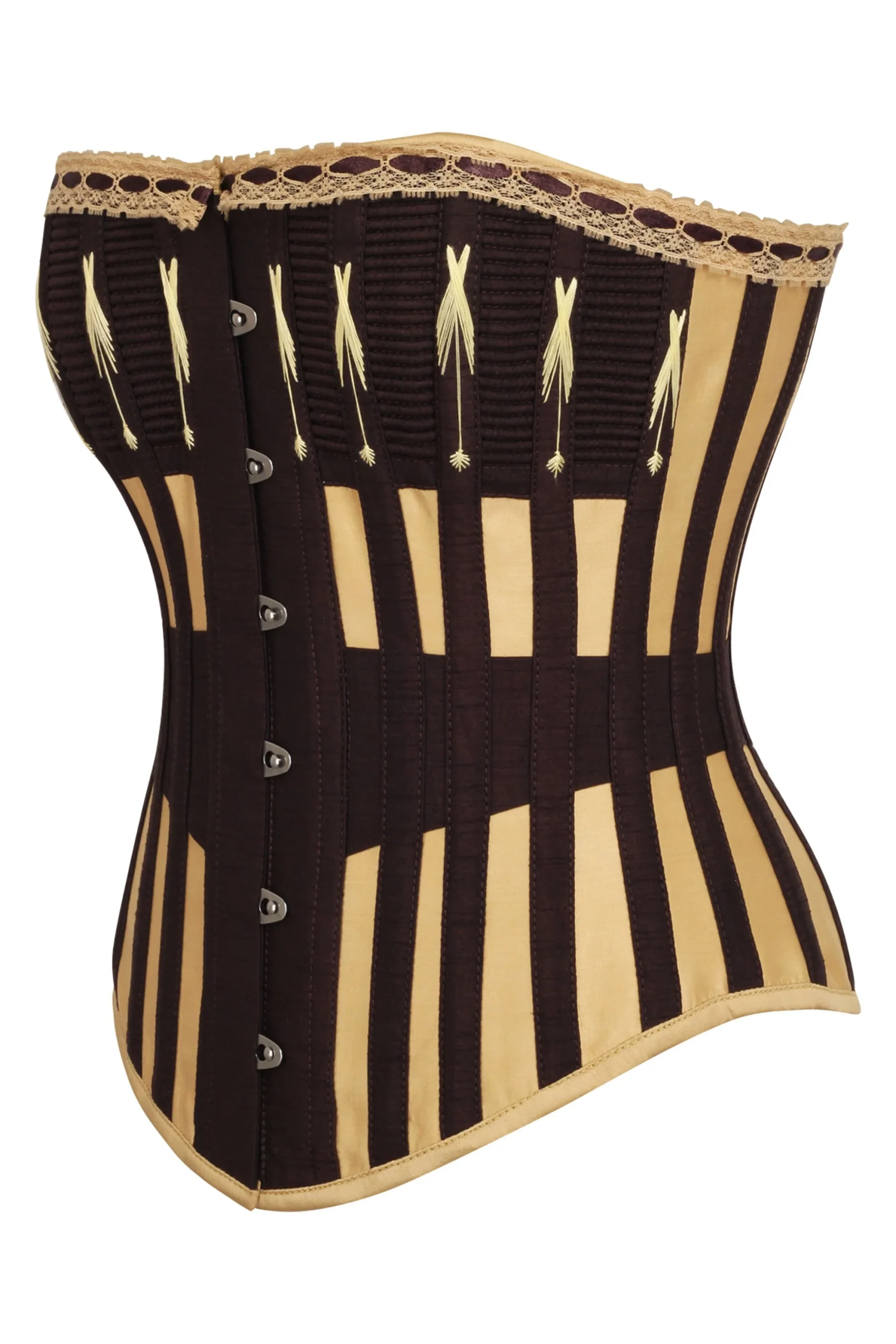 Gold and Brown Overbust Corset with Flossing – Image 3