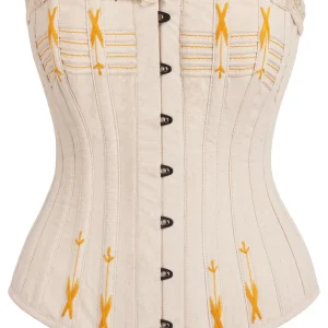 Beige Overbust Corset with Gold Flossing
