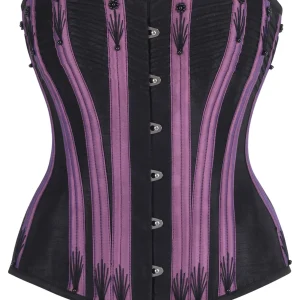 Black & Purple Overbust Corset with Black Flossing
