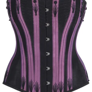 Black & Purple Overbust Corset with Black Flossing