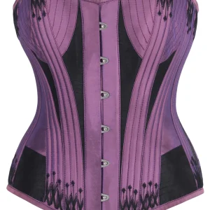 Purple & Black Overbust Corset with Decorative Flossing