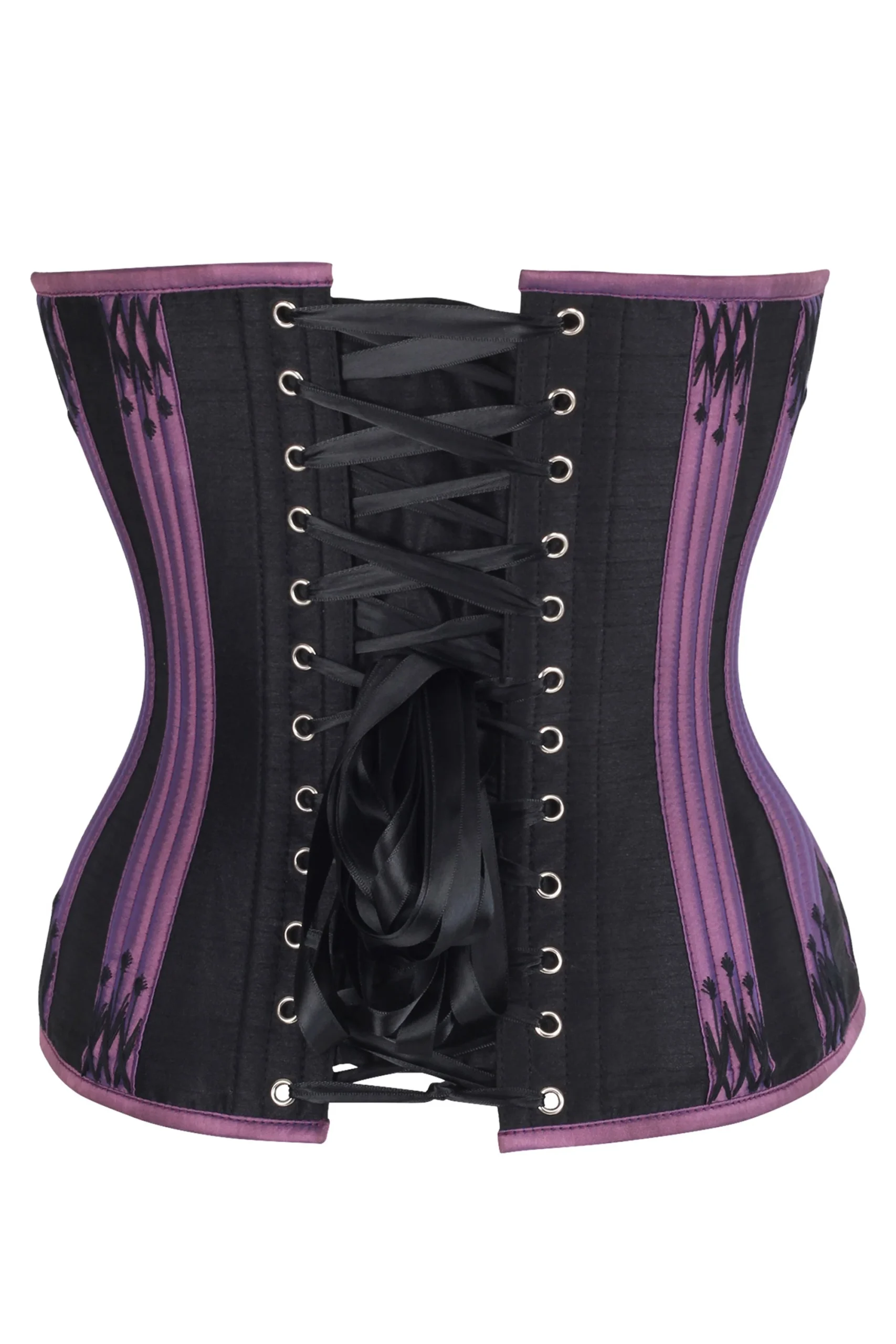 Purple & Black Overbust Corset with Decorative Flossing – Image 2