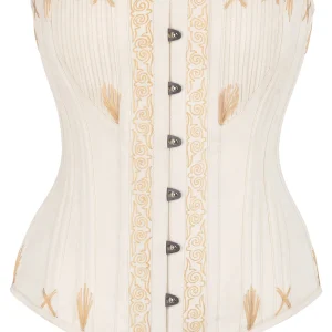 Beige Overbust Corset with Decorative Flossing