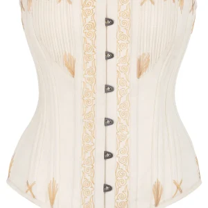Beige Overbust Corset with Decorative Flossing
