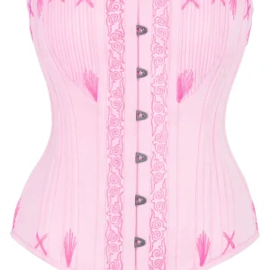 Pink Overbust Corset with Decorative Flossing