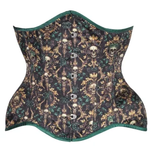 Emerald Baroque Skull Underbust Corset – Dark Romance with a Gothic Twist