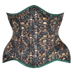 Emerald Baroque Skull Underbust Corset – Dark Romance with a Gothic Twist