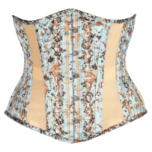 Rococo Reverie Brocade Corset in Powder Blue
