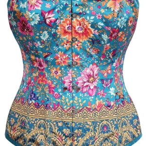 Royal Garden Overbust Corset with Gold Brocade Detail