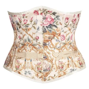 Rococo Garden Underbust Corset – Vintage Floral Brocade with Baroque Charm