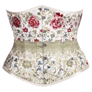 Vintage Garden Bloom Underbust Corset – Floral Tapestry Elegance