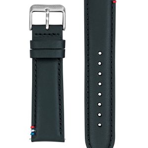 Bracelet Cuir Noir Surpiqué Tricolore 22mm