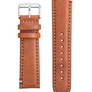 Bracelet Cuir Marron Surpiqué Tricolore 22mm