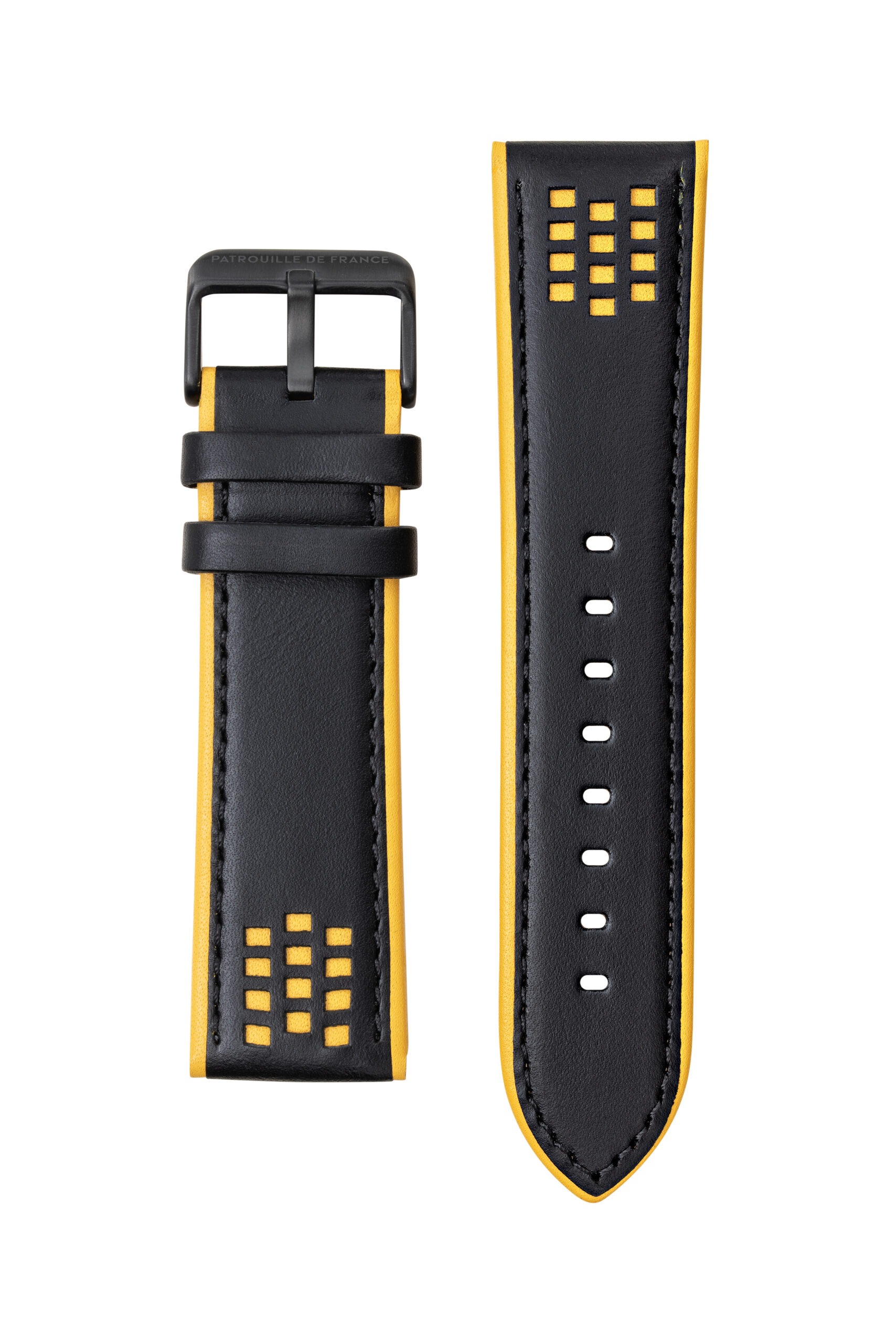 Bracelet Cuir Noir et Jaune 24mm
