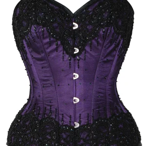 Corset couture satin Pourpre