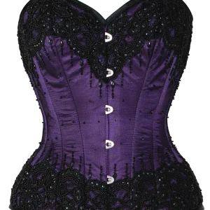 Corset couture satin Pourpre