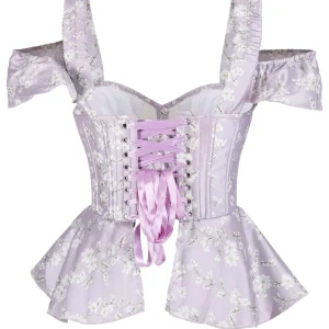 Lilac Blossom Off-Shoulder Peplum Corset Top