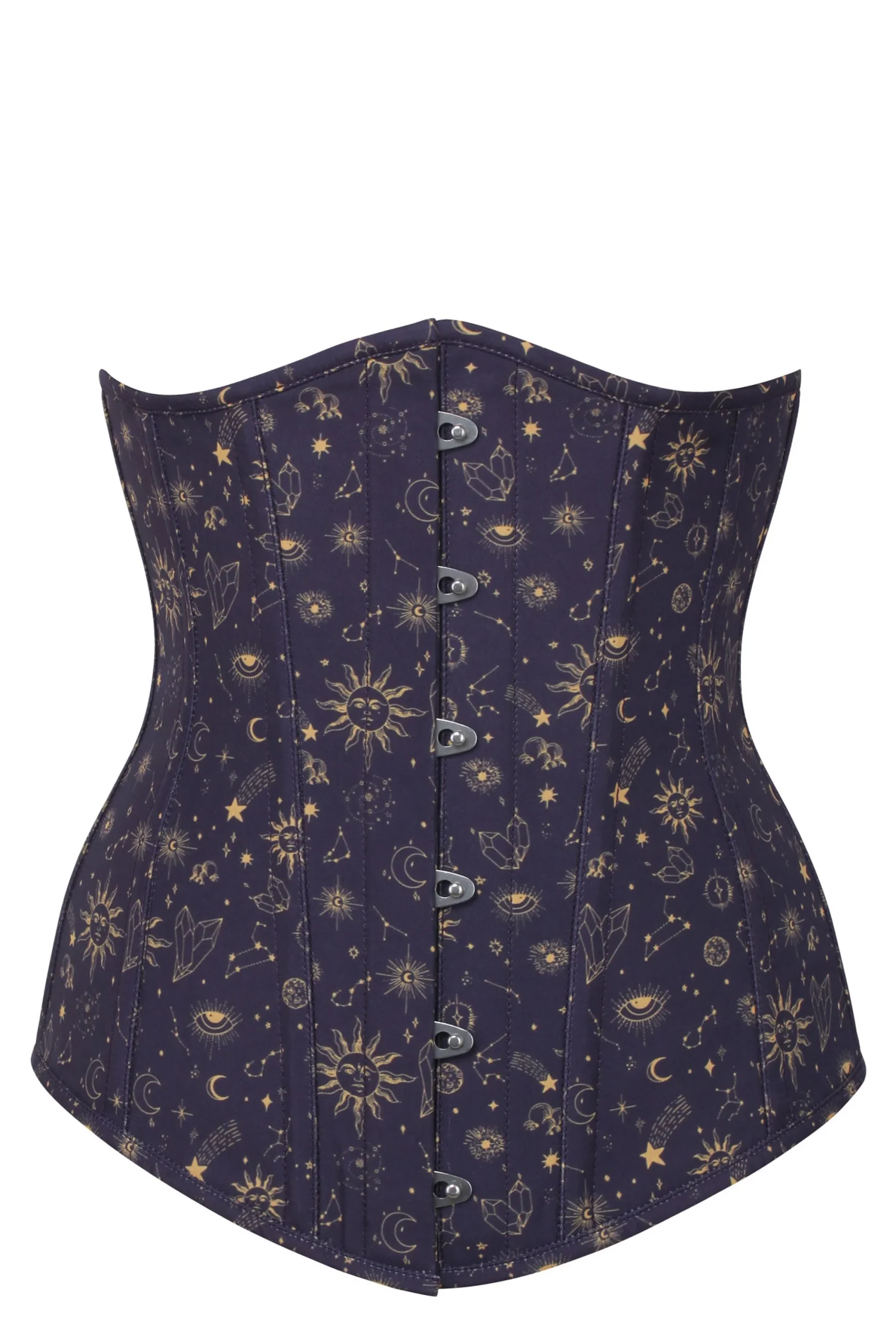 Corset serre-taille long imprimé galaxie mystique indigo et doré