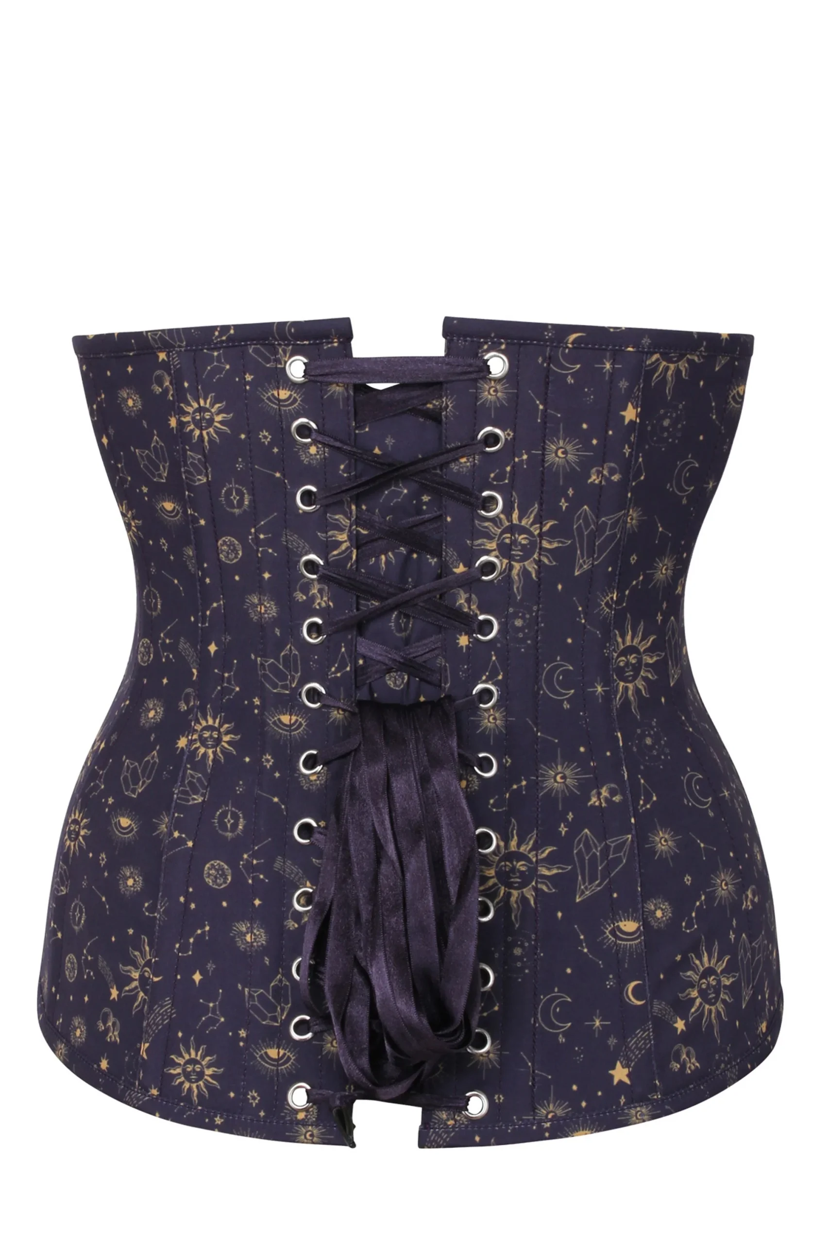 Corset serre-taille long imprimé galaxie mystique indigo et doré – Image 2