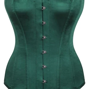 Instant Shape Dark Green Satin Longline Overbust