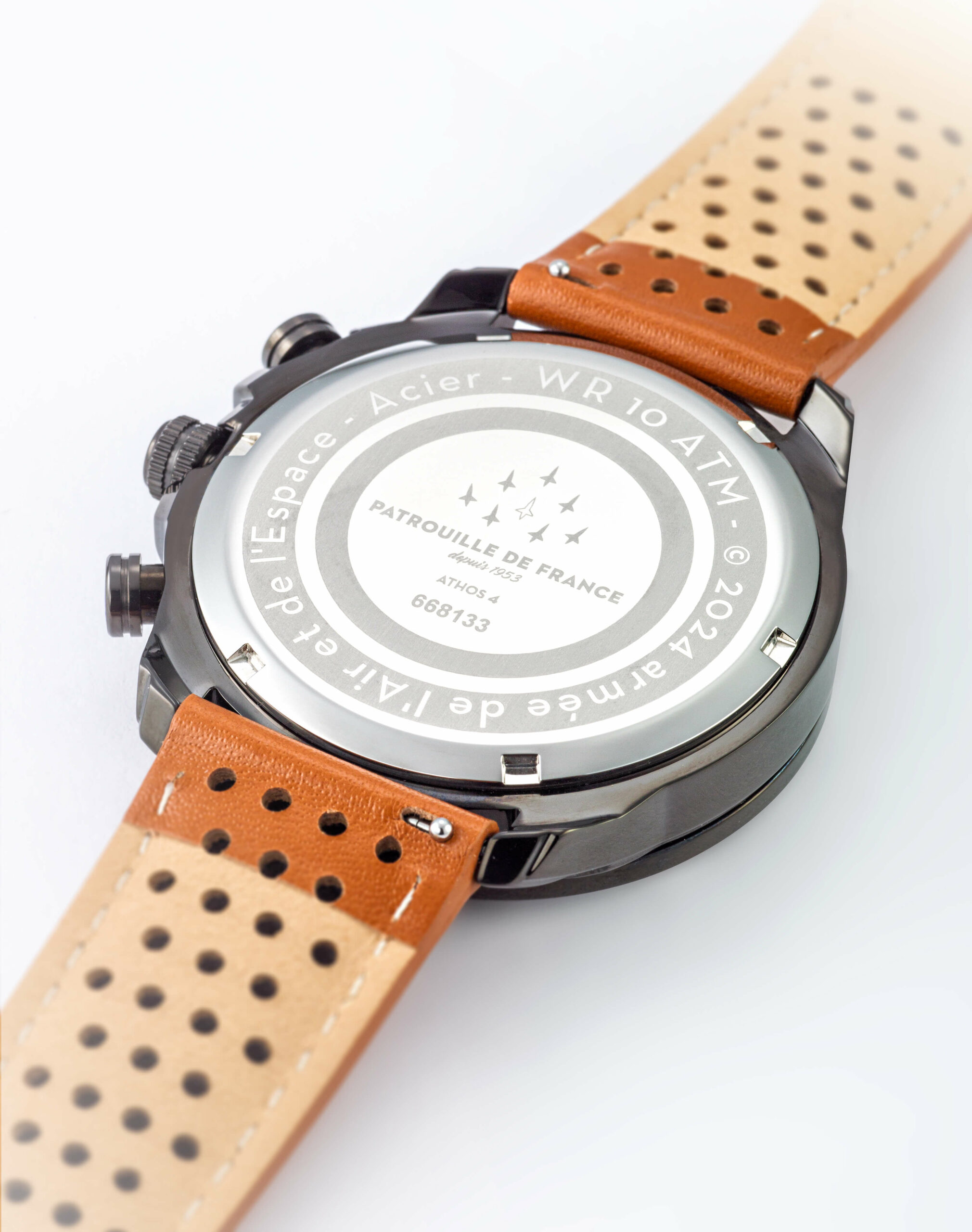 Montre Chronographe Cadran Bleu Cuir Marron A4-100C-668133 – Image 3