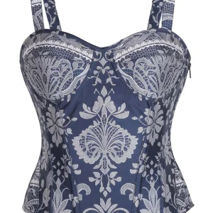 Midnight Elegance Brocade Shoulder Strap Corset