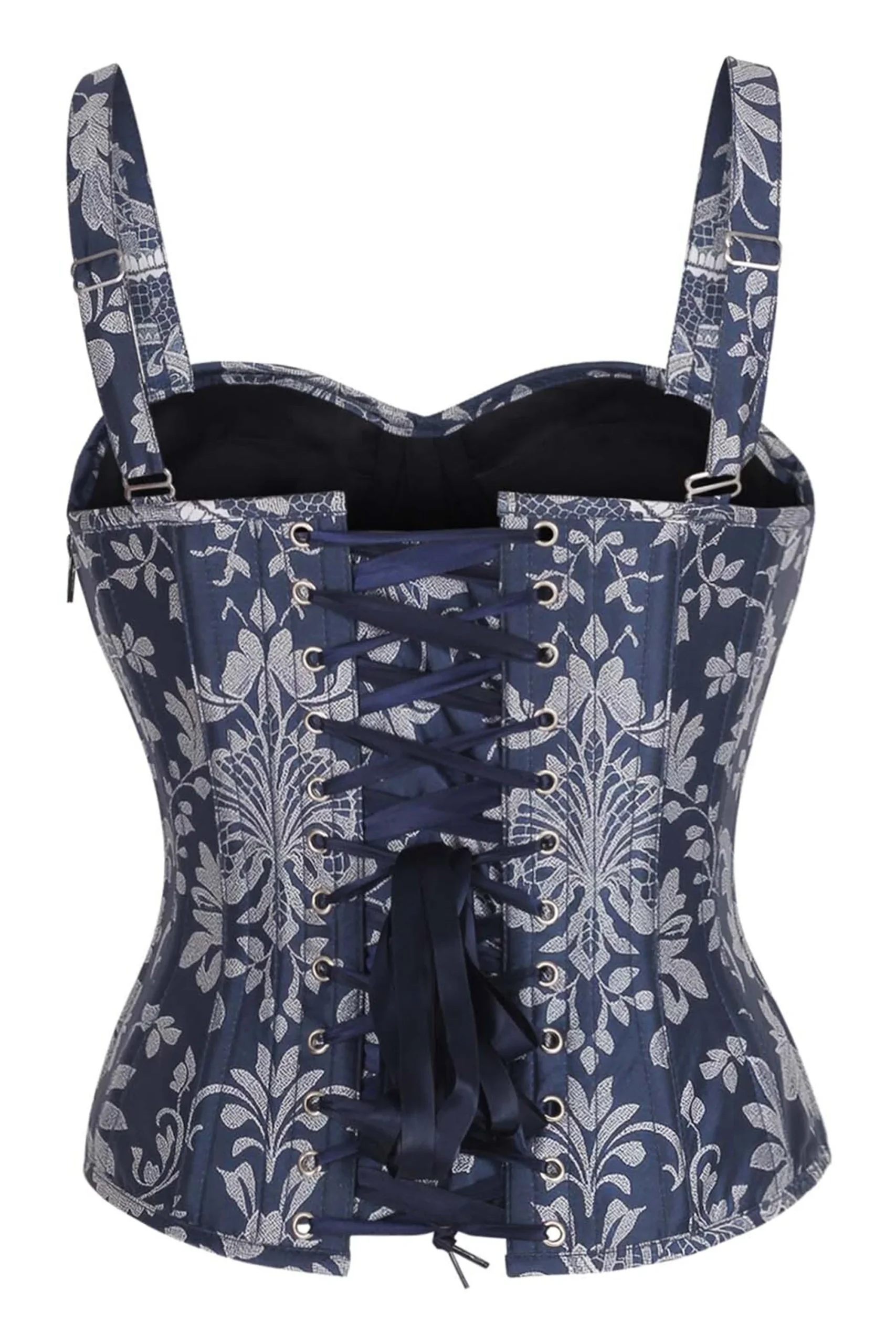 Midnight Elegance Brocade Shoulder Strap Corset – Image 2