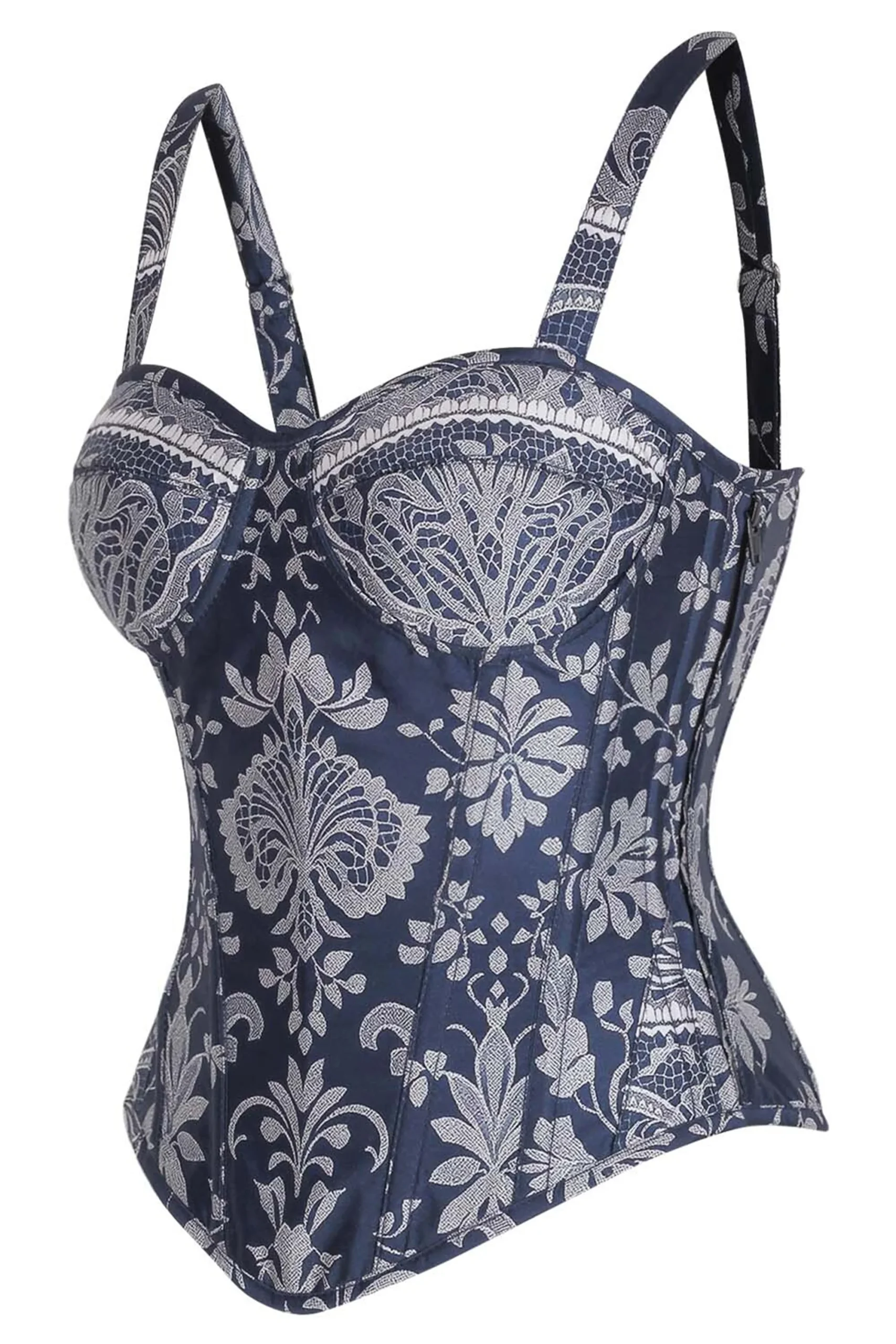 Midnight Elegance Brocade Shoulder Strap Corset – Image 3