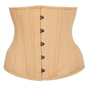 Underbust Waist Trainer In Beige Cotton Twill -Curved Hem And Hip Panels