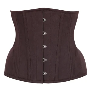 Underbust Waist Trainer In Espresso Cotton Twill -Curved Hem And Hip Panels