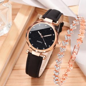 Ensemble montre bracelet en cuir