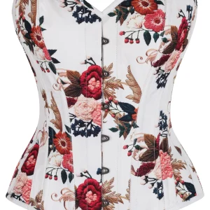 Floral Print Waist Training Overbust Corset