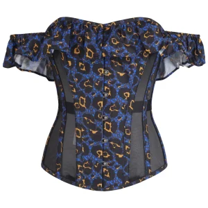 Purple Leopard Print Cotton Overbust With Mesh Panels And Sleeves