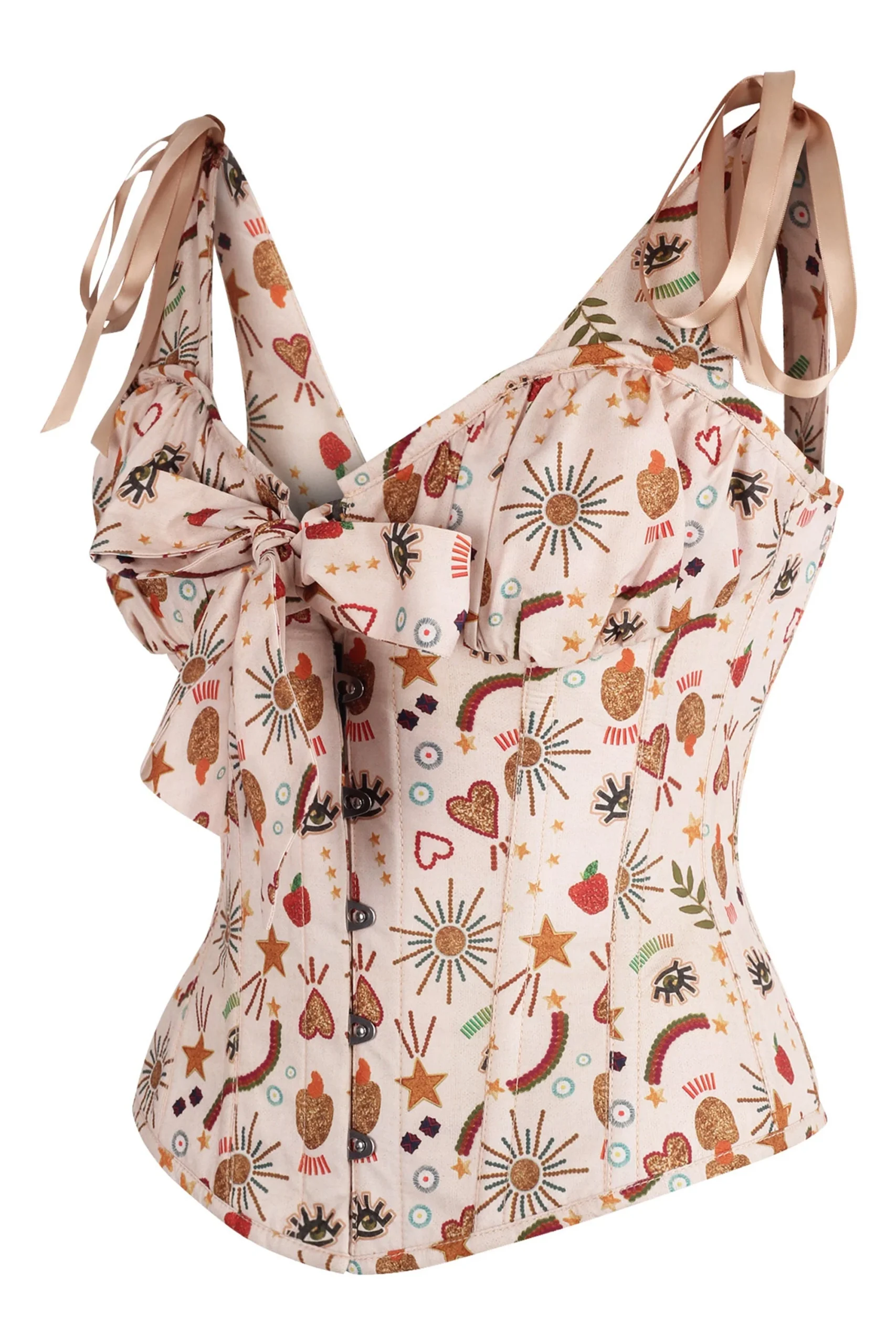 Cotton Print Corset Top with Bow Detail – Image 3