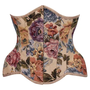 Beige Floral Print Curvy Underbust Corset