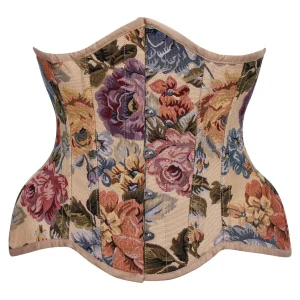 Beige Floral Print Curvy Underbust Corset