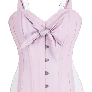 Vintage Styled Overbust Corset in Dawn Pink