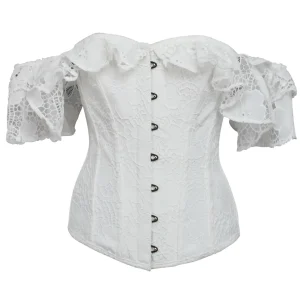 Top corset overbust en dentelle blanche