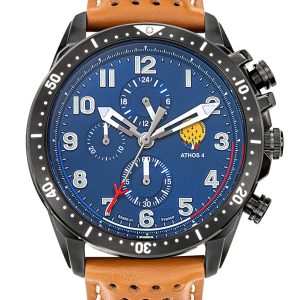 Montre Chronographe Cadran Bleu Cuir Marron A4-100C-668133
