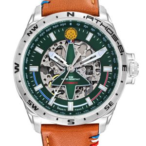 Montre Automatique Cadran Vert Cuir Marron A8-100ED-668143