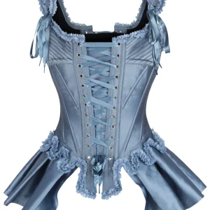 Blue Historically Inspired Corset Overbust with Bustle