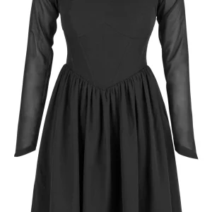Black Corset Dress with Long Sleeves